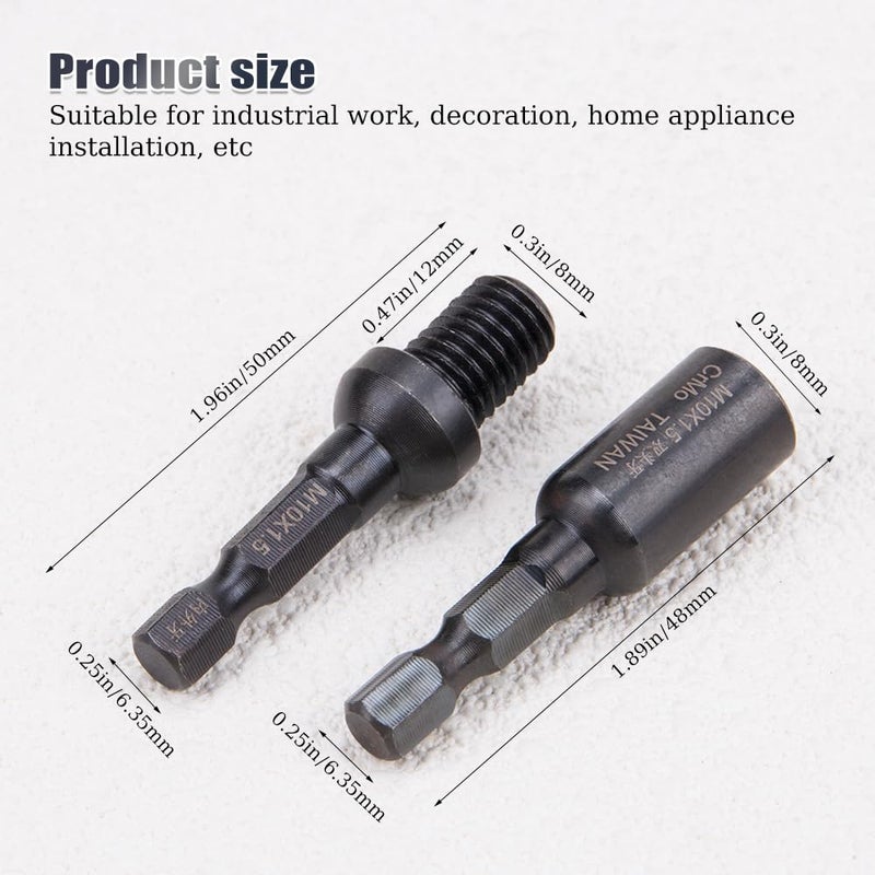 WSDMAVIS 2Pcs High Stability M10 Hanger Bolt Driver Double-Ended Screw Nut & Threaded Insert Driver Tool for Woodworking Home Appliance Fixing(1/4 Inch Drive M10*1.5mm) - Image 4